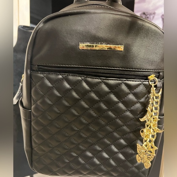 ??NWT- LUV BETSEY BY Betsey Johnson Faux Leather Quilted Charm BACKPACK ??